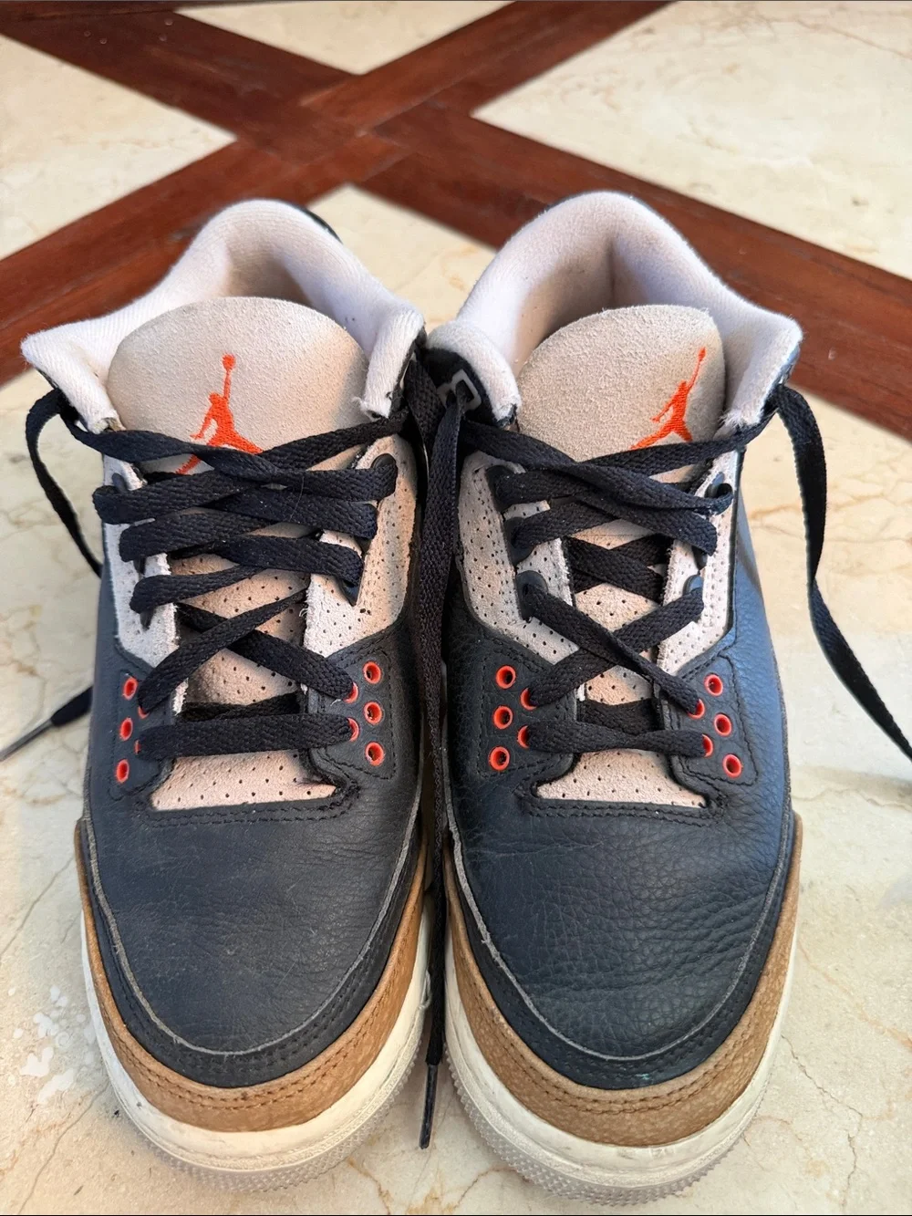 Nike Kids Black, Gray and Brown Low-Top Sneakers with Orange Accents